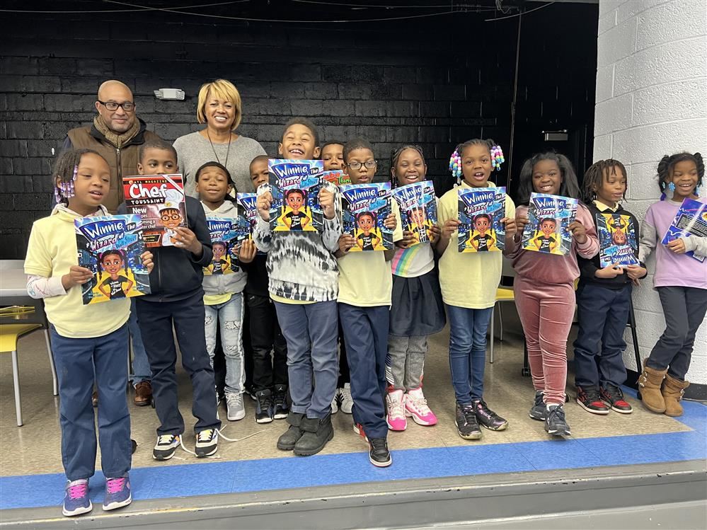 Author, David Miller, gives away books to students